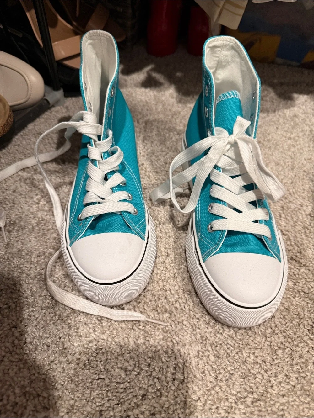 Amazon High-Top Sneakers in Teal and White